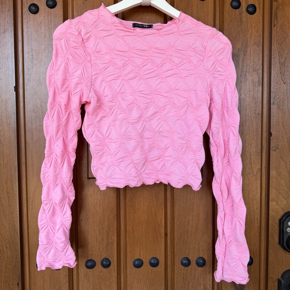 Papermoon Pink Textured Long Sleeve Top